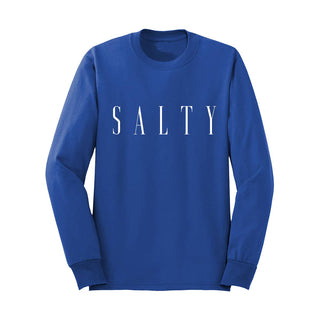 Salty Long Sleeve Shirt Coastal Beach Graphic Tee for Women #HPLS-SALTY - Royal Blue / Small - Screen Printed T-Shirt