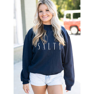 Salty Sweatshirt Coastal Beach Graphic Cozy Seaside Pullover #HPSW-SALTY - Graphic Sweatshirt - Women’s