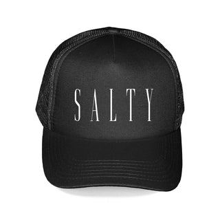 Salty Trucker Hat Beach Mesh Baseball Cap for Coastal Unisex #L197-SMSALTY - Black - Trucker Hat - Women’s