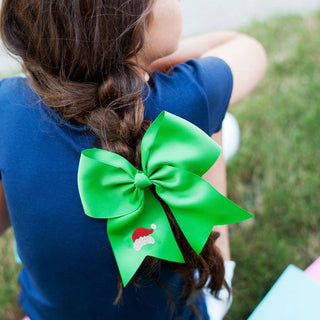 Santa Hat Kids Green Hair Bow Grosgrain Holiday Alligator Clip #M5000VL-GRN-SHAT - Hair Bow - Kids