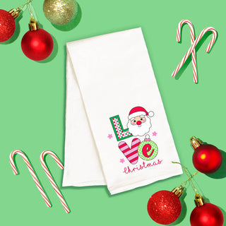 Santa Love Christmas Hand Towel Holiday Kitchen Decor Gift #HPHT-HTLVSANT - Hand Towel