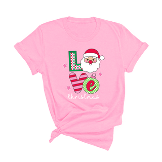 Santa Love T Shirt Christmas Holiday Graphic Festive Winter Tee #HPTS-HKGRNSM-LVSANT - T-Shirt (Graphic) - Women’s