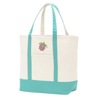 Sea Turtle Cabana Tote Beach Canvas Bag Vacation Pool Carryall #M733VL-MINT-TUR - Mint - Tote Bag - Women’s