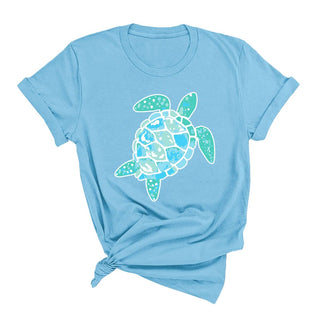 Sea Turtle Graphic T Shirt Coastal Beach Ocean Lover Tee Unisex #HPTS-TUR23 - Ocean Blue / Small - Screen Printed