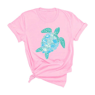 Sea Turtle Graphic T Shirt Coastal Beach Ocean Lover Tee Unisex #HPTS-TUR23 - Light Pink / Small - Screen Printed