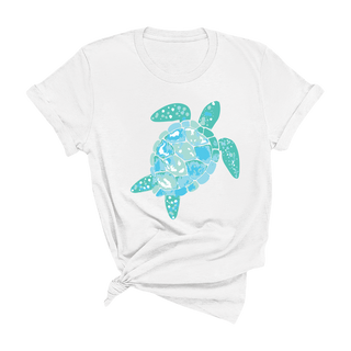 Sea Turtle Graphic T Shirt Coastal Beach Ocean Lover Tee Unisex #HPTS-TUR23 - White / Small - Screen Printed T-Shirt