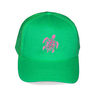 Sea Turtle Trucker Hat Kelly Green Embroidered Beach Cap for Women #M197VL-KGRN-TUR24 - Trucker Hat - Women’s