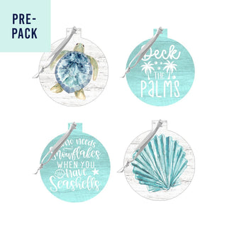 Seashells are Better Than Snow Ornament 4 pc Set #SO-RD4-OCEAN23 - Ornament Set