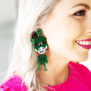 Shake Your Shamrock Earrings Beaded St Patricks Day Irish Jewelry #VLJE0536-LEP - Dangle Earrings