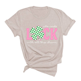 Shamrock Luck T Shirt Lucky Clover St Patrick’s Day Graphic Tee #CHKSHAM - T-Shirt (Graphic) - Women’s