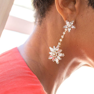 Shooting Star Earrings Rhinestone Vintage Statement Jewelry Gift #VLJ2426-STAR - Dangle Earrings