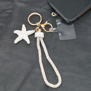 Silver Bling Keychain and Phone Wristlet with Silver Starfish Charm #KCPW1423-SSTARF - Wristlet