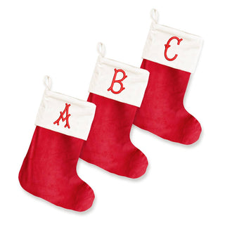 Single Initial Velvet Christmas Stocking Monogram Holiday Decor #ACK-903RED-BAM - Holiday Stocking
