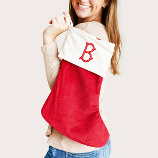 Single Initial Velvet Christmas Stocking Monogram Holiday Decor #ACK-903RED-BAM - Holiday Stocking