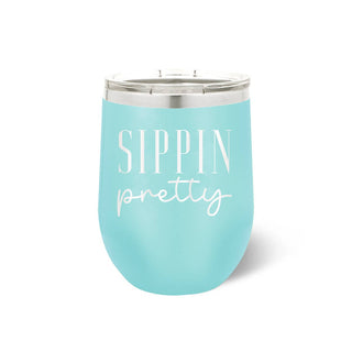 Sippin Pretty Tumbler Teal 12oz Insulated Cup Girls Night Gift #TWB12-SIP24-TEAL - Insulated Mug/Tumbler