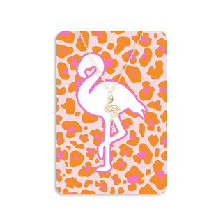 Smitten Kitten Flamingo Keepsake Necklace Card #VLJC-1525GD-SMIT23 - Pendant/Charm Necklace