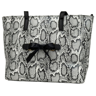 Snakeskin Abbey Purse Shoulder Handbag Everyday Tote with Snap off Acrylic Panel #MG700-SNAKE - SATIN RIBBON - Tote Bag