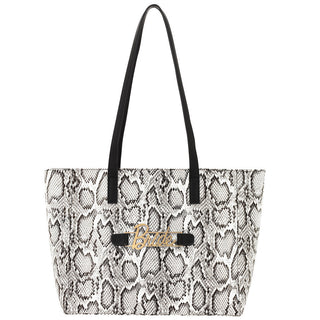 Snakeskin Abbey Purse Shoulder Handbag Everyday Tote with Snap off Acrylic Panel #MG700-SNAKE - BRIDE - Tote Bag