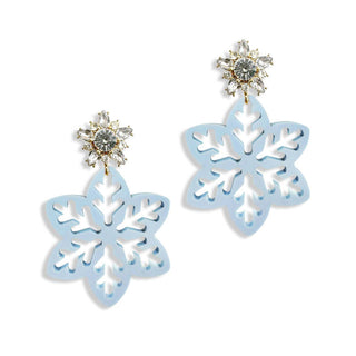Snowflake Christmas Statement Earrings Winter Holiday Jewelry #ACE-2639-SNOW-LTBLU - Dangle Earrings