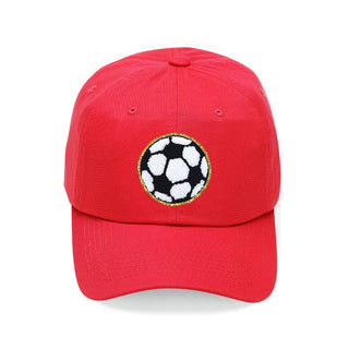Soccer Glitter Patch Cap Sparkle Soccer Baseball Hat for Women #L190-PSOCC - Red - Baseball Cap - Women’s