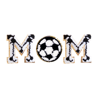 Soccer White Black & Gold Varsity Single Letter Chenille Patch #ABC-SOCC - Patch
