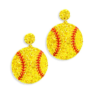 Softball Earrings Game Day Sports Jewelry Player Softball Mom Gift #VLJE321-SB - Dangle Earrings