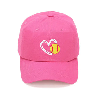 Softball Heart Embroidered Baseball Cap Sports Gift for Women Moms #M190VL-AQ-HRTSB - Hot Pink - Baseball Cap - Women’s