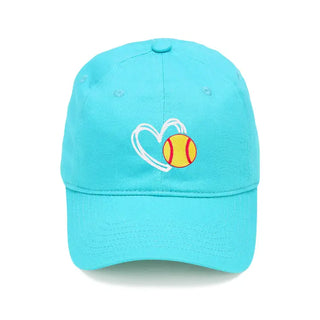Softball Heart Embroidered Baseball Cap Sports Gift for Women Moms #M190VL-AQ-HRTSB - Aqua - Baseball Cap - Women’s