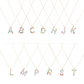 Sophie Glitter Initial Necklace #VLJ155-D - Pendant/Charm Necklace