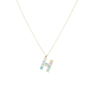 Sophie Glitter Initial Necklace #VLJ155-D - Pendant/Charm Necklace