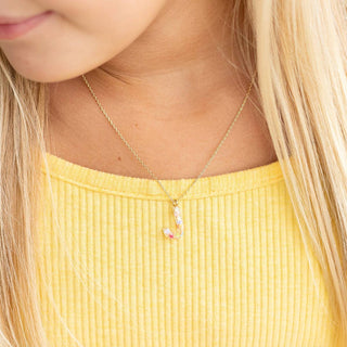 Sophie Glitter Initial Necklace #VLJ155-D - Pendant/Charm Necklace