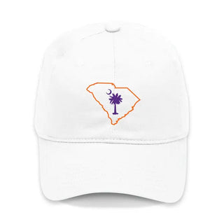 South Carolina Palmetto Clemson White Embroidered Cotton Baseball Hat #M190VL-WHT-PMOP - Baseball Cap - Unisex