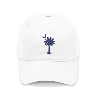 South Carolina Palmetto Moon Embroidered Tree Hat for Coastal American Pride #M190VL-PMOON - White - Baseball Cap