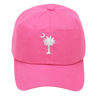 South Carolina Palmetto Moon Embroidered Tree Hat for Coastal American Pride #M190VL-PMOON - Pink - Baseball Cap