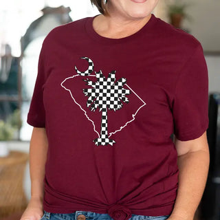 South Carolina Palmetto T Shirt Checkered State Pride Graphic Tee #CHKPLM - T-Shirt (Graphic) - Women’s