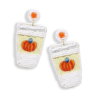 Spice Spice Baby Earrings Pumpkin Spice Fall Beaded Statement Jewelry #VLJE487-SPICE - Dangle Earrings