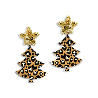 Spotlight Leopard Christmas Tree Statement Earrings for Women #ACE-896STR-TREE-LPRD23 - Dangle Earrings
