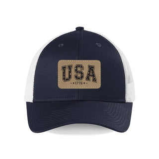 Star USA Patch Snapback Hat Patriotic Baseball Cap for Men Women #L112-NYWHT-P101-STRUSA24 - Navy - Trucker Hat - Men’s