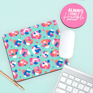 Stay Humble Kind Desk Coaster Mouse Pad Set Inspirational Gift #SDESK-NSAFARI-KIND - Mousepad/Trackpad
