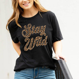 Stay Wild T Shirt Nature Adventure Graphic Outdoor Lifestyle Tee #HPTS-BLKSM-WILD - Screen Printed T-Shirt - Women’s