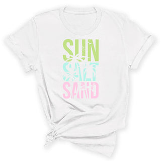 Sun Salt Sand Beach Shirt Coastal Vacation Summer Graphic Tee #HPTS43-SSS - Small / White - Screen Printed T-Shirt