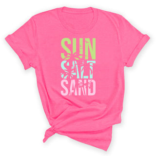 Sun Salt Sand Beach Shirt Coastal Vacation Summer Graphic Tee #HPTS43-SSS - Small / Pink - Screen Printed T-Shirt