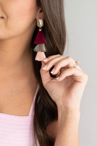 Sunset Tassel Earrings Rhinestone Colorful Statement Jewelry Gift #VLJ3003-SUN - Tassel Earrings