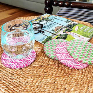 Sweet Paradise Cork Back Coaster 4 Pce Set Tropical Coastal Home Decor Gift #ACS-SWEETP - Coasters
