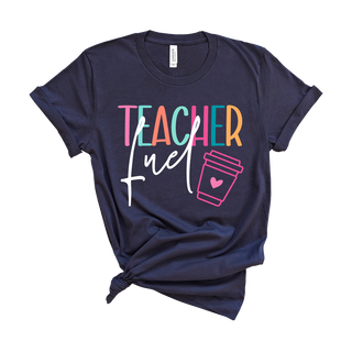 Teacher Fuel Coffee Lover Shirt Educator Gift Back To School Tee #HPTS-NAVYSM-TFUEL23 - Screen Printed T-Shirt - Women’s