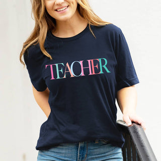 Teacher Graphic T Shirt Cute Classroom Tee Gift for Teachers Women #HPTS-WHTSM-TEACH23 - Screen Printed T-Shirt