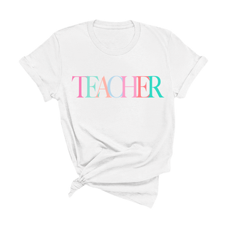 Teacher Graphic T Shirt Cute Classroom Tee Gift for Teachers Women #HPTS-WHTSM-TEACH23 - Screen Printed T-Shirt