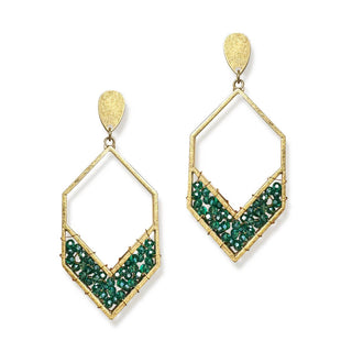 Teal Collins Earrings Iridescent Beaded Gold Statement Jewelry #VLJE1100-TEAL - Dangle Earrings