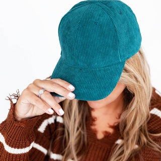 Teal Corduroy Baseball Cap - Blank #M193VL-TEALCORD - Baseball Cap - Unisex
