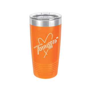 Tennessee Heart Tumbler Orange 20oz Insulated Cup Game Day Gift #TWB20-TN-ORG - Insulated Mug/Tumbler